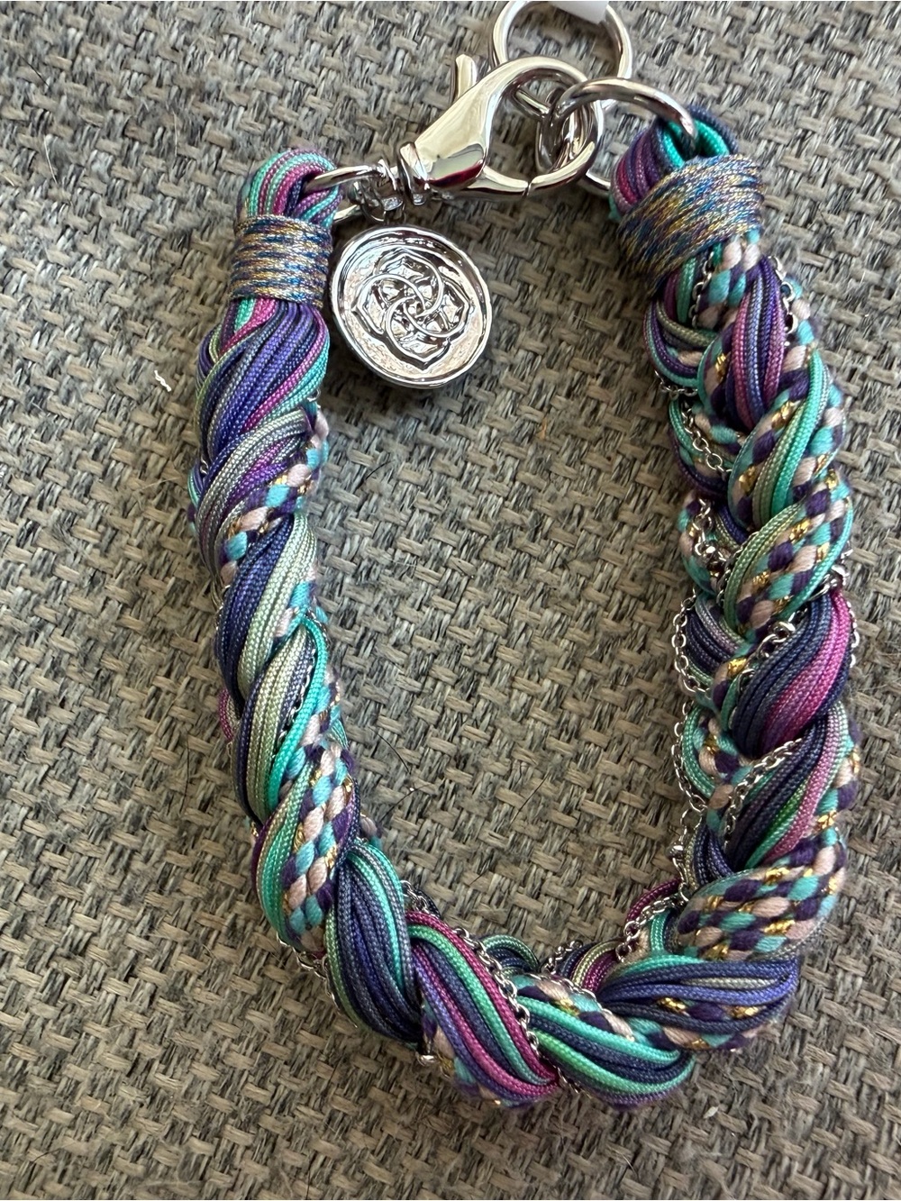 Kendra Scott MASIE CORDED FRIENDSHIP BRACELET Rhodium light blue lilac white